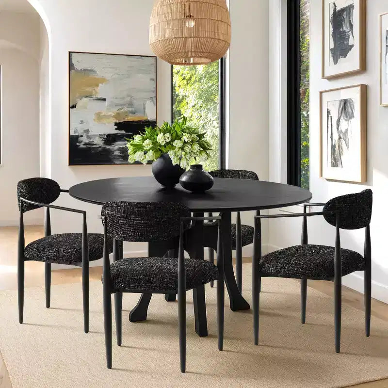 Lot de 4 chaises de salle à manger modernes avec accoudoirs, assise rembourrée douce, pieds en métal noir élégants, chaises d'appoint confortables pour cuisine ou salle à manger - Panipeachy