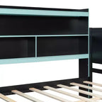 Lit de repos de jeu Full/Queen avec tête de lit bibliothèque, cadre de lit à LED avec bureau intégré, tiroirs et station de charge - ModernLuxe