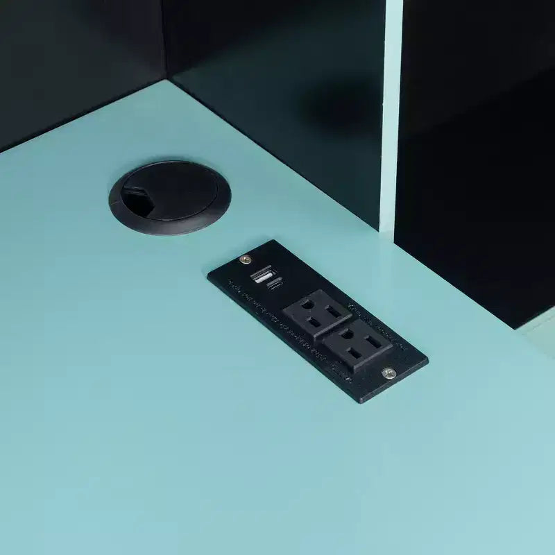 Lit de repos de jeu Full/Queen avec tête de lit bibliothèque, cadre de lit à LED avec bureau intégré, tiroirs et station de charge - ModernLuxe