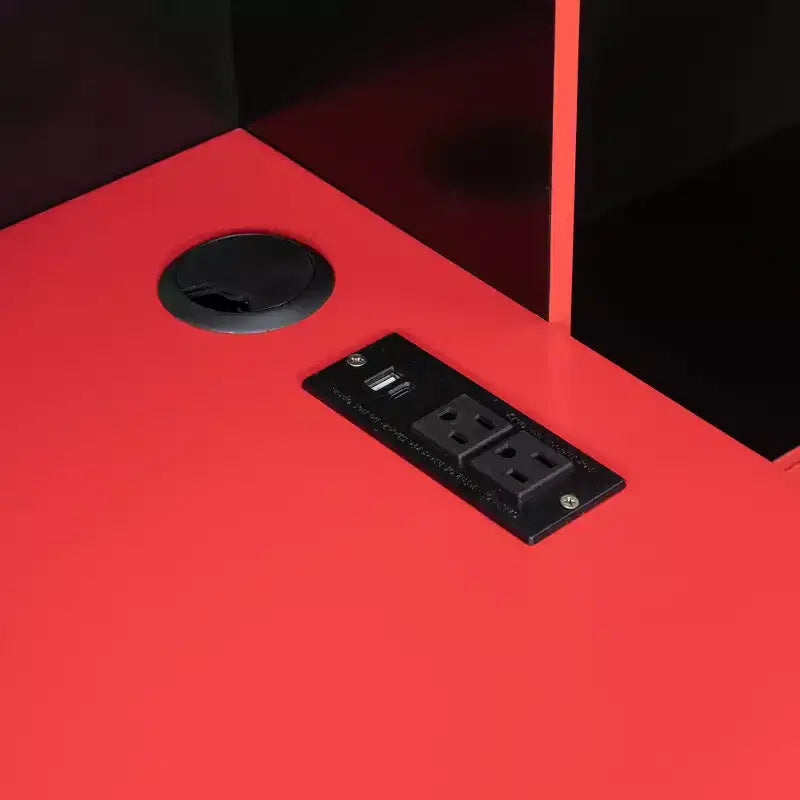 Lit de repos de jeu Full/Queen avec tête de lit bibliothèque, cadre de lit à LED avec bureau intégré, tiroirs et station de charge - ModernLuxe