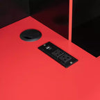 Lit de repos de jeu Full/Queen avec tête de lit bibliothèque, cadre de lit à LED avec bureau intégré, tiroirs et station de charge - ModernLuxe