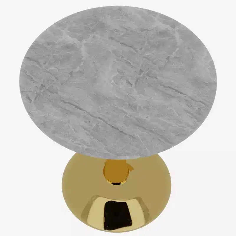 JVNOXK Table basse ronde dorée 27,6, style moderne du milieu du siècle avec plateau effet marbre texturé gris clair pour 2 à 4 personnes