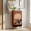 Karl Home Rattan Panel 1 Drawer 2 Flip-Drawer Shoe Cabinet Particleboard 21.26 W