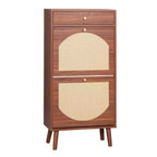 Karl Home Rattan Panel 1 Drawer 2 Flip-Drawer Shoe Cabinet Particleboard 21.26 W