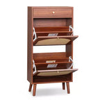 Karl Home Rattan Panel 1 Drawer 2 Flip-Drawer Shoe Cabinet Particleboard 21.26 W