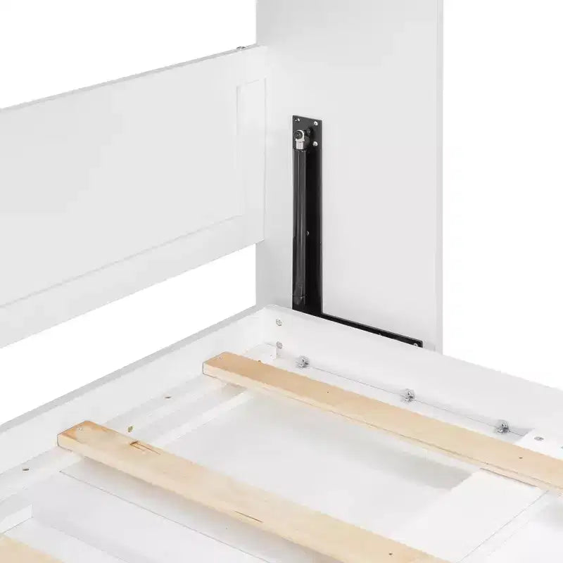 Lit escamotable moderne Luxystar avec motif imprimé tendance, éclairage sous le lit et prise de courant.