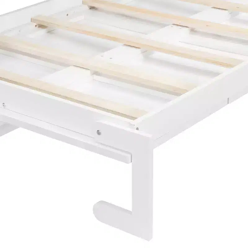 Lit escamotable moderne Luxystar avec motif imprimé tendance, éclairage sous le lit et prise de courant.