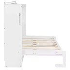 Lit escamotable moderne Luxystar avec motif imprimé tendance, éclairage sous le lit et prise de courant.