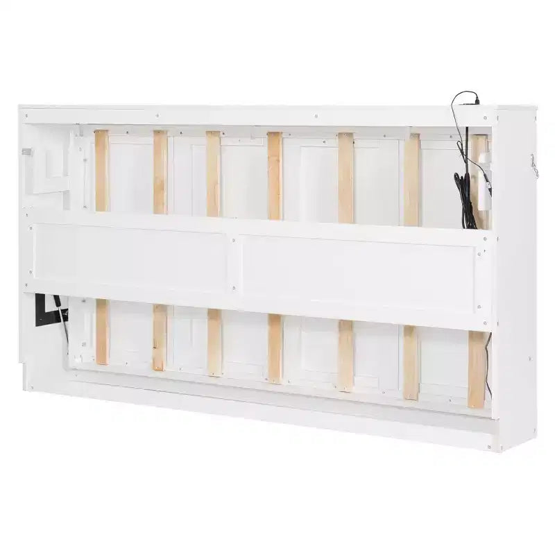 Lit escamotable moderne Luxystar avec motif imprimé tendance, éclairage sous le lit et prise de courant.