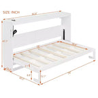 Lit escamotable moderne Luxystar avec motif imprimé tendance, éclairage sous le lit et prise de courant.
