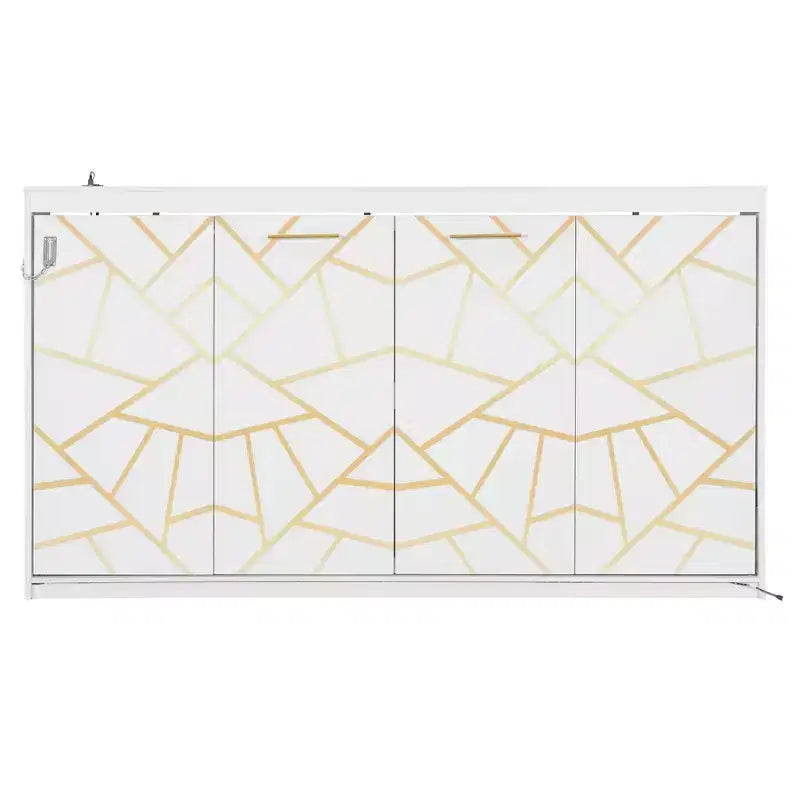 Lit escamotable moderne Luxystar avec motif imprimé tendance, éclairage sous le lit et prise de courant.