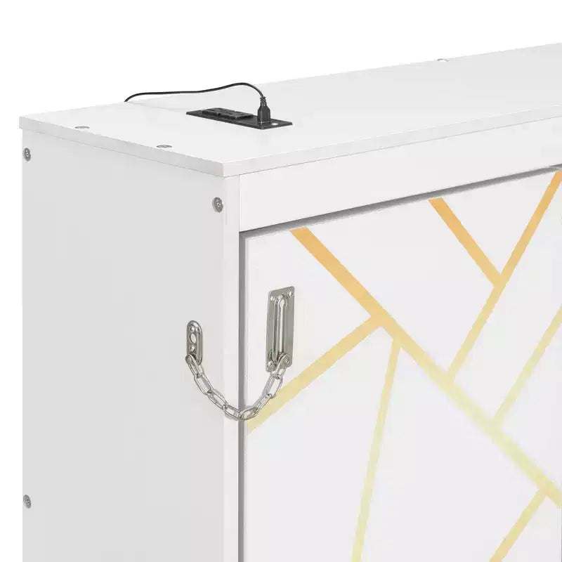 Lit escamotable moderne Luxystar avec motif imprimé tendance, éclairage sous le lit et prise de courant.