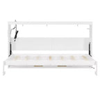 Lit escamotable moderne Luxystar avec motif imprimé tendance, éclairage sous le lit et prise de courant.