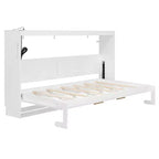 Lit escamotable moderne Luxystar avec motif imprimé tendance, éclairage sous le lit et prise de courant.