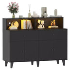 51 in Storage Cabinet with Adjustable Shelves, Wood Coffee Bar Station with Drawers, Freestanding Pantry Cupboard for Kitchen Dining Room