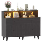 51 in Storage Cabinet with Adjustable Shelves, Wood Coffee Bar Station with Drawers, Freestanding Pantry Cupboard for Kitchen Dining Room
