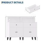 51 in Storage Cabinet with Adjustable Shelves, Wood Coffee Bar Station with Drawers, Freestanding Pantry Cupboard for Kitchen Dining Room
