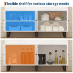 51 in Storage Cabinet with Adjustable Shelves, Wood Coffee Bar Station with Drawers, Freestanding Pantry Cupboard for Kitchen Dining Room