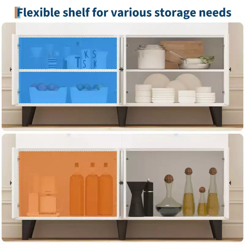 51 in Storage Cabinet with Adjustable Shelves, Wood Coffee Bar Station with Drawers, Freestanding Pantry Cupboard for Kitchen Dining Room