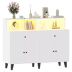51 in Storage Cabinet with Adjustable Shelves, Wood Coffee Bar Station with Drawers, Freestanding Pantry Cupboard for Kitchen Dining Room
