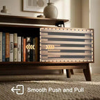 GDFStudio Bogdan Modern Wooden Lift Top Coffee Table with Slatted Sliding Door and Hidden Storage