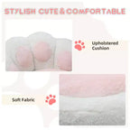 Vanity Chair with Cat Back, Height Adjustable Swivel Chair, Cute Teddy Fabric Rolling Desk Chair for Bedroom Office