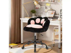 Vanity Chair with Cat Back, Height Adjustable Swivel Chair, Cute Teddy Fabric Rolling Desk Chair for Bedroom Office