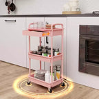 ALUCSET 3 Tier Rolling Utility Cart with Drawer, Plastic Storage Organizer Cart with Wheels, Lockable Caster for Kitchen, Bathroom, Office, Bedroom