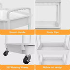 ALUCSET 3 Tier Rolling Utility Cart with Drawer, Plastic Storage Organizer Cart with Wheels, Lockable Caster for Kitchen, Bathroom, Office, Bedroom