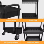 ALUCSET 3 Tier Rolling Utility Cart with Drawer, Plastic Storage Organizer Cart with Wheels, Lockable Caster for Kitchen, Bathroom, Office, Bedroom