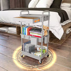 ALUCSET 3 Tier Rolling Utility Cart with Drawer, Plastic Storage Organizer Cart with Wheels, Lockable Caster for Kitchen, Bathroom, Office, Bedroom