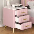 Upholstered Wooden Stylish Functional 3 Drawer Nightstand for Bedroom Living Room