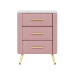 Table de Chevet Capitonnée en Bois Élégante et Fonctionnelle à 3 Tiroirs pour Chambre à Coucher ou Salon