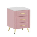 Table de Chevet Capitonnée en Bois Élégante et Fonctionnelle à 3 Tiroirs pour Chambre à Coucher ou Salon