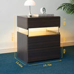 Table de Chevet à 3 Tiroirs avec Lumière LED pour Chambre à Coucher ou Salon