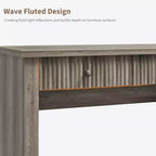 54 Modern Executive Office Desk with Charging Station & File Drawers, Fluted Wood Computer Writing Desk with Storage for Home Study