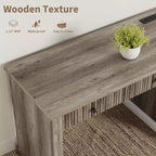 54 Modern Executive Office Desk with Charging Station & File Drawers, Fluted Wood Computer Writing Desk with Storage for Home Study