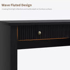 54 Modern Executive Office Desk with Charging Station & File Drawers, Fluted Wood Computer Writing Desk with Storage for Home Study