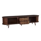 Mid-Century Modern TV Stand for TVs up to 80, Entertainment Center with Tambour Doors & Fluted Drawers, Walnut Brown Media Console - ModernLuxe