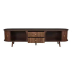 Mid-Century Modern TV Stand for TVs up to 80, Entertainment Center with Tambour Doors & Fluted Drawers, Walnut Brown Media Console - ModernLuxe
