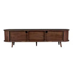 Mid-Century Modern TV Stand for TVs up to 80, Entertainment Center with Tambour Doors & Fluted Drawers, Walnut Brown Media Console - ModernLuxe