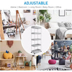 ALUCSET 5-Tier Storage Cart Organizer Rolling Utility Cart, Mobile Shelving Unit Slide Out Storage Shelves for Kitchen Bathroom Laundry Room & Dresser