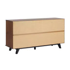 Commode double moderne à 6 tiroirs avec longues poignées Noyer - Walker Edison