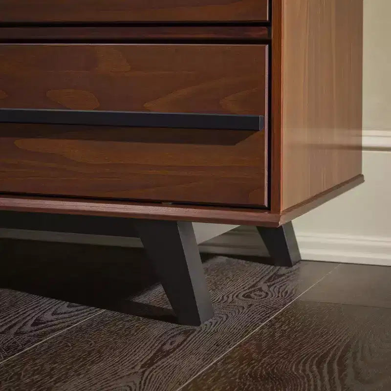 Commode double moderne à 6 tiroirs avec longues poignées Noyer - Walker Edison
