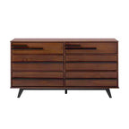 Commode double moderne à 6 tiroirs avec longues poignées Noyer - Walker Edison