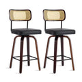 Set of 2 360 Swivel Rattan Counter Height Bar Stools with PU Cushion