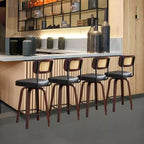 Lot de 2 tabourets de bar pivotants à 360° en rotin de hauteur comptoir avec coussin en PU