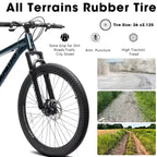 GDFStudio Trailcrest 26 Inch All-Terrain 21-Speed Front Suspension Mountain Bike