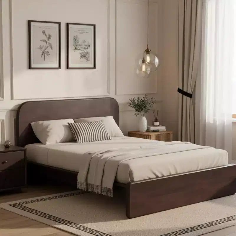 Cadre de lit plateforme moderne en bois Taro avec tête de lit arrondie Christopher Knight Home