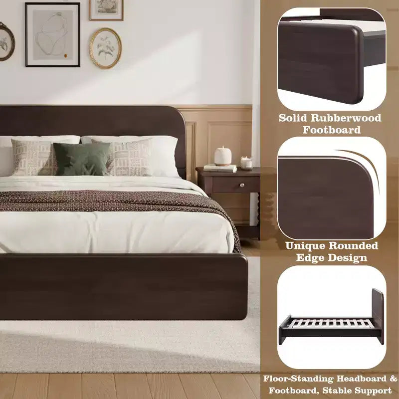 Cadre de lit plateforme moderne en bois Taro avec tête de lit arrondie Christopher Knight Home